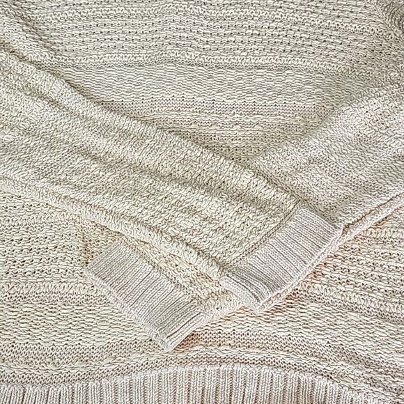 Anthropologie Womens Sz L Beige Linen Blend Minimalist Fairy Preppy Moth Sweater - Picture 6 of 12